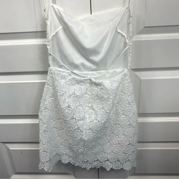 Crochet Eyelet Floral Dress White Strappy Open Back Romantic Baddie Party Small - Picture 3 of 8